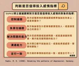 進入承諾關係前，五個指標評估伴侶是否適合的對象 ​