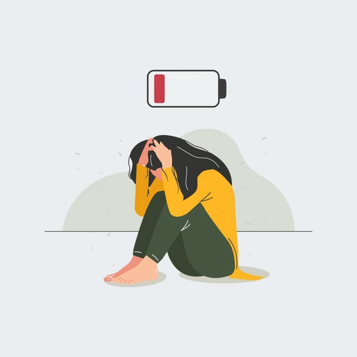 Depressed girl low power Low battery, fatigue…